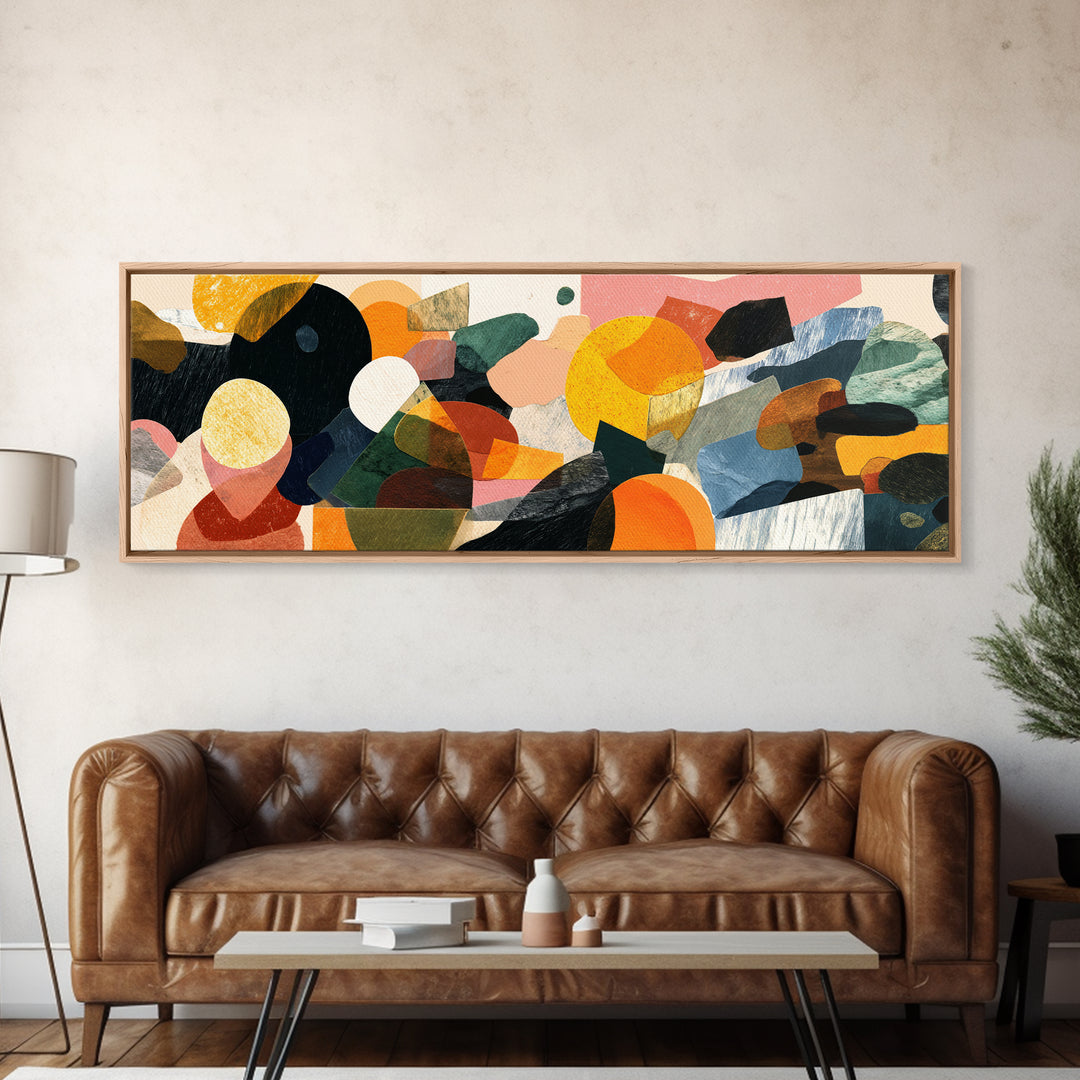 Vibrant Retro Geometric Shapes Wall Art, Midcentury Modern Abstract Print, Colorful MCM Decor, Bold Living Room Poster Gift
