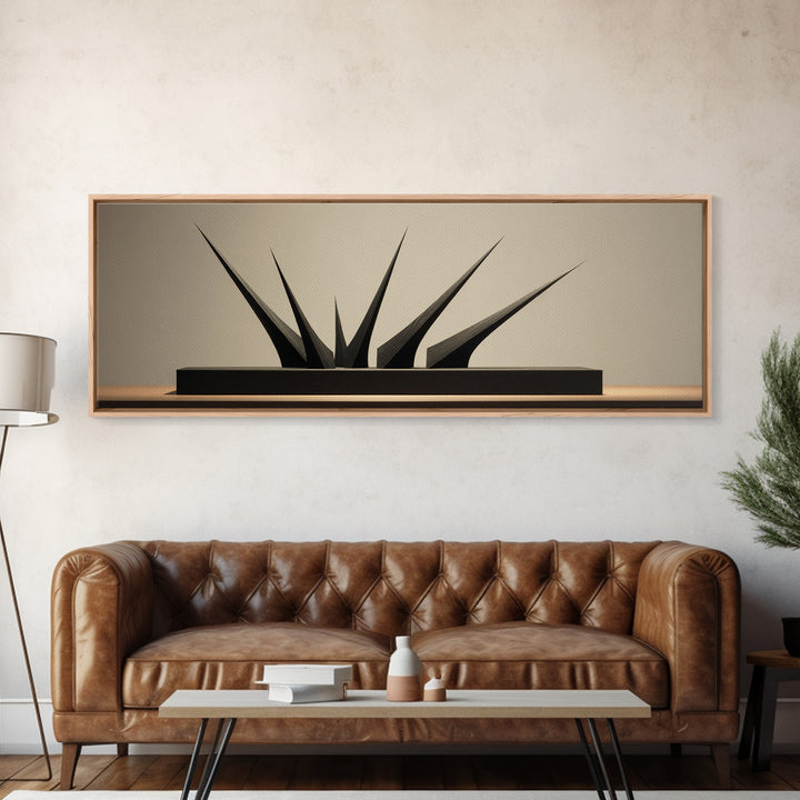 Black Angular Modern Sculpture Canvas Print, Minimalist Geometric Wall Art, Masculine Office Decor, Contemporary Art Print
