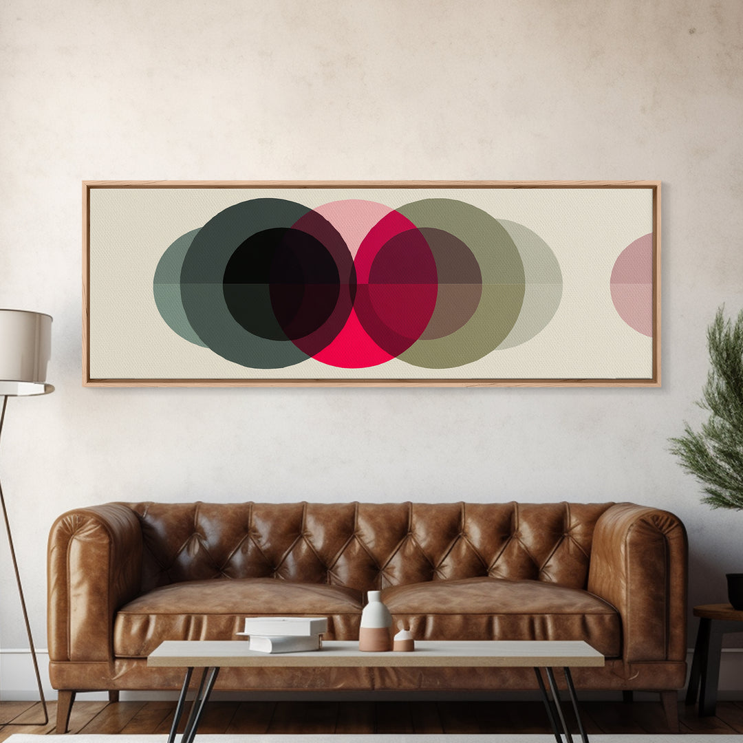 Soft Olive Pink And Charcoal Overlapping Circles Wall Art, Modern Abstract Print, Midcentury Geometric Decor, Neutral Poster