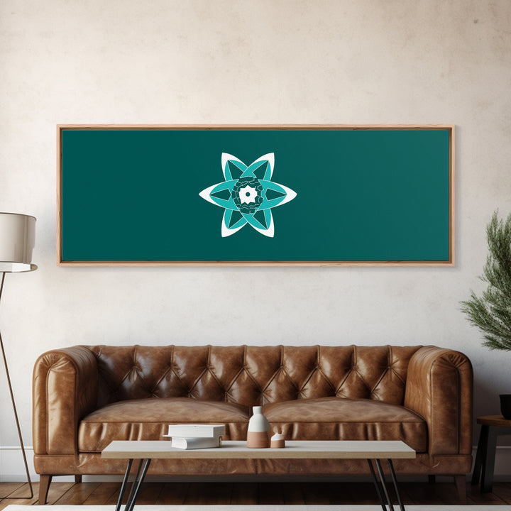 Minimal Teal Atomic Flower Wall Art, Mid Century Modern Abstract Art, MCM Wall Decor, Space Abstract Art, Digital Art Print