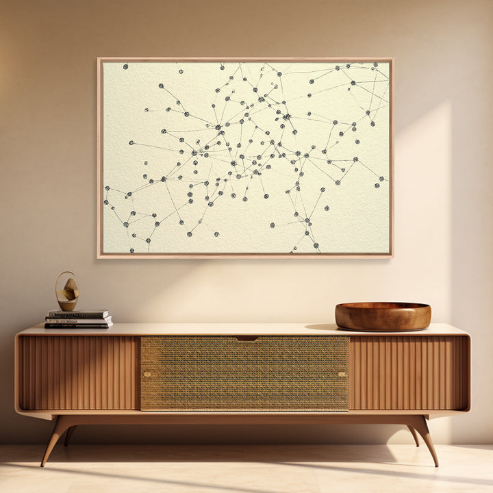 Minimal Network Dots And Lines Wall Art, Geometric Abstract Print, Modern Minimalist Decor, Science Poster, Office Wall Decor