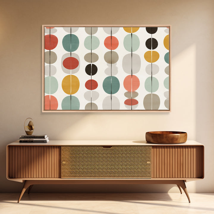 Pastel Circle Garland Pattern Canvas Print, Midcentury Modern Art, Geometric Wall Art, MCM Wall Decor, Retro Home Decor Print