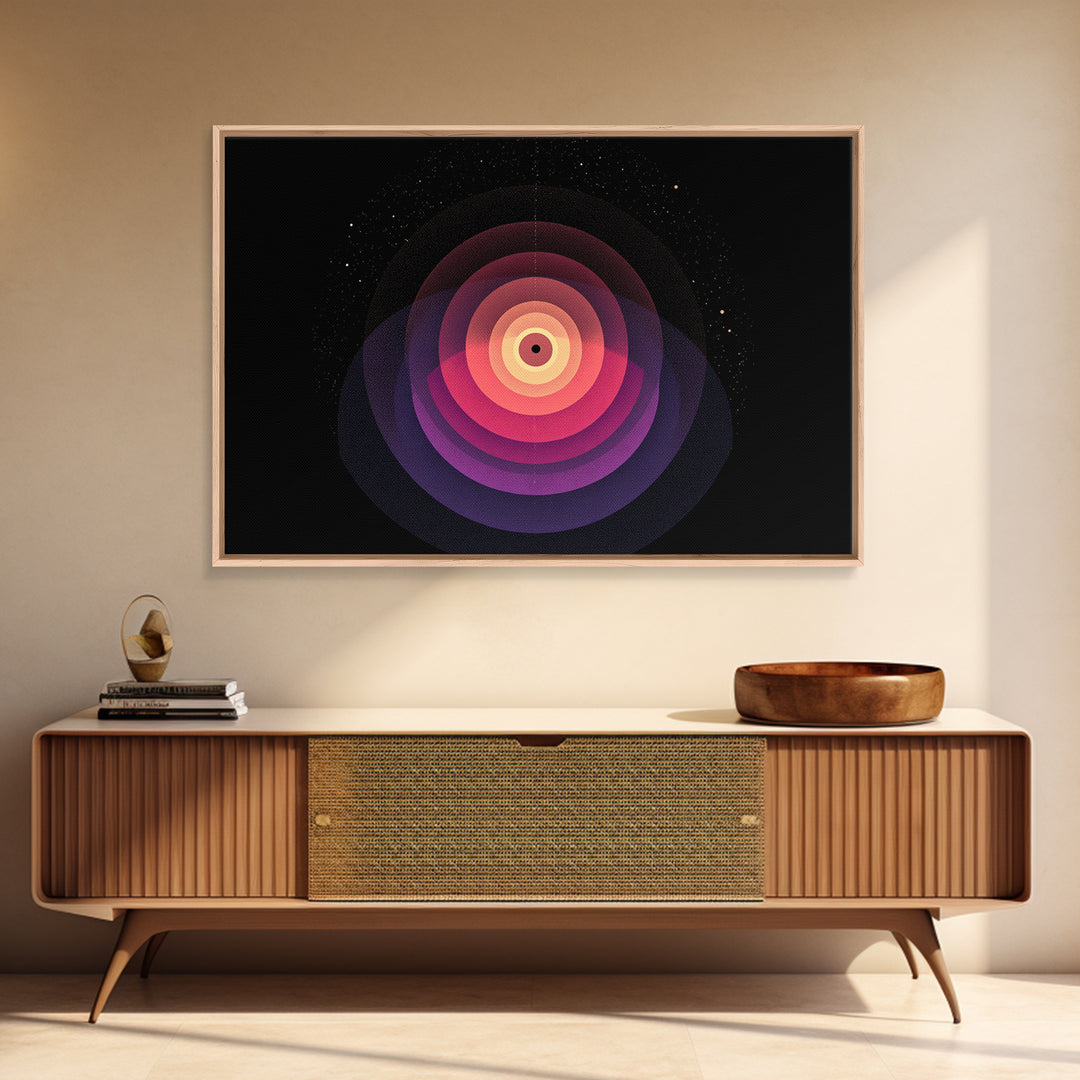 Cosmic Pink Orbital Eye Wall Art, Midcentury Modern Abstract, Space Geometric Poster, Retro Modern Wall Decor Print For Living Room