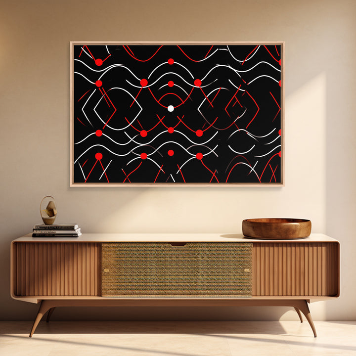 Black Red White Geometric Line Abstract Wall Art, Midcentury Modern Art Print, Bauhaus MCM Decor, Bold Retro Poster, Home Decor