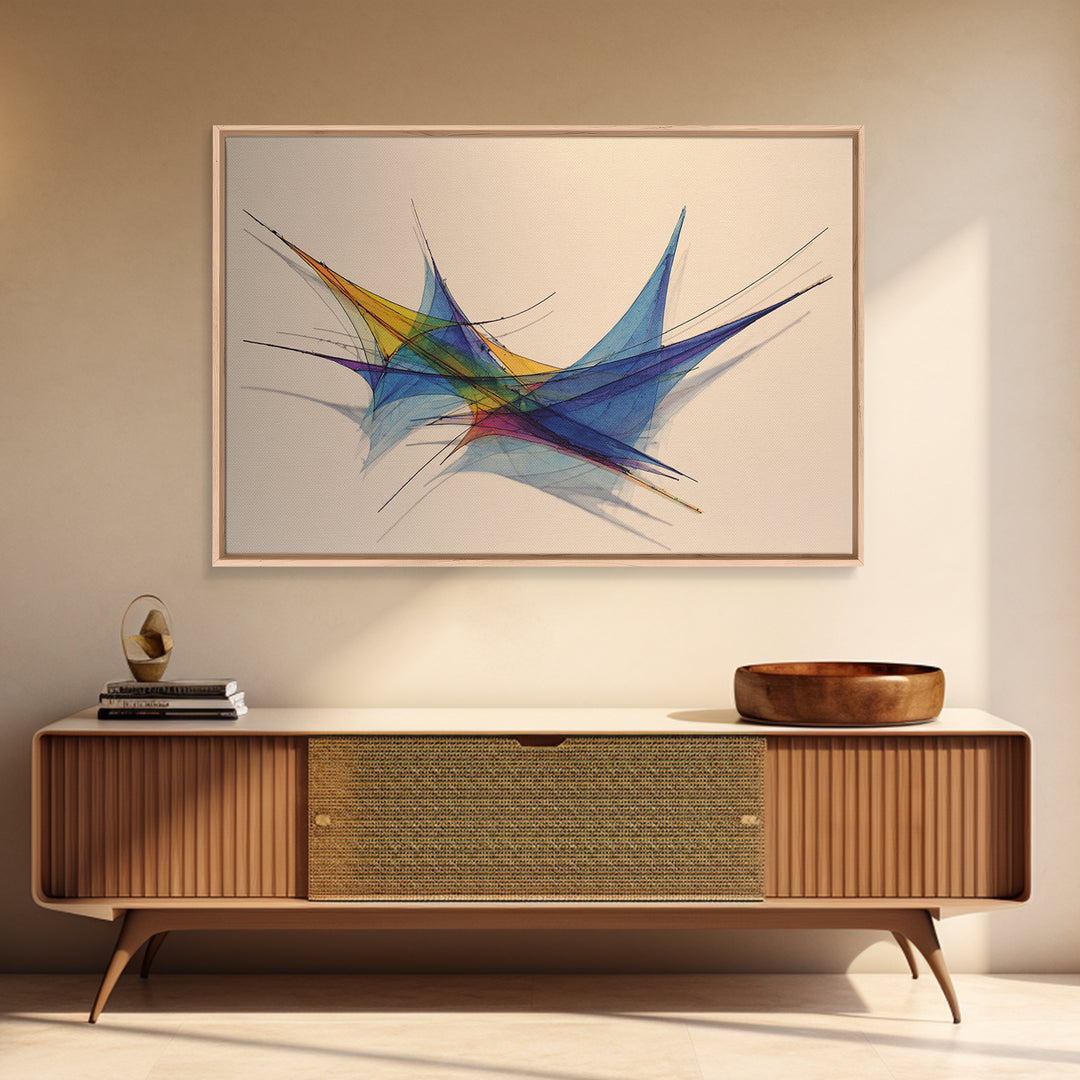 Colorful Geometric Stabile Wall Art, Modern Sculpture Inspired Print, Midcentury Abstract Lines, Bauhaus Bright Home Office Decor
