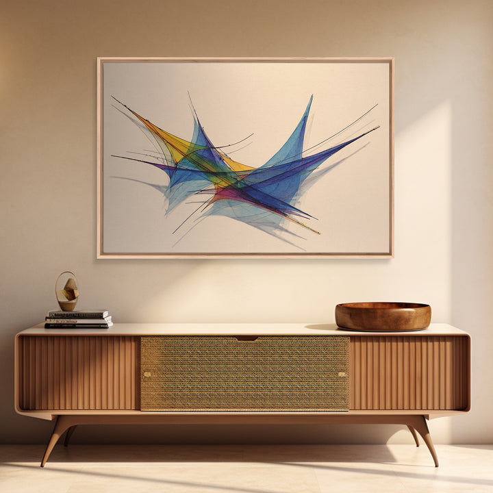 Colorful Geometric Stabile Wall Art, Modern Sculpture Inspired Print, Midcentury Abstract Lines, Bauhaus Bright Home Office Decor
