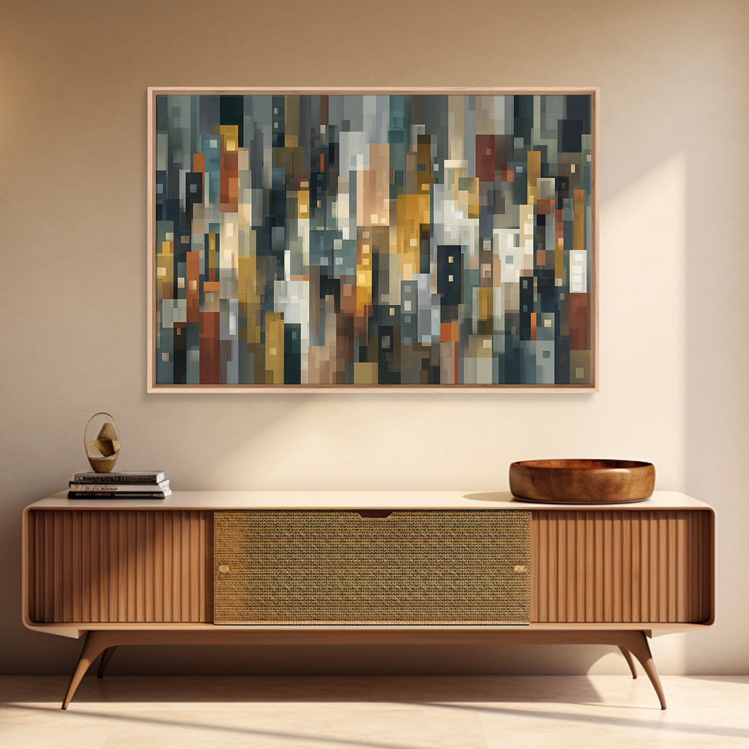 Moody Abstract City Skyline Wall Art, Modern Urban Decor, Geometric Cityscape Print, Home Office Art, Contemporary Poster