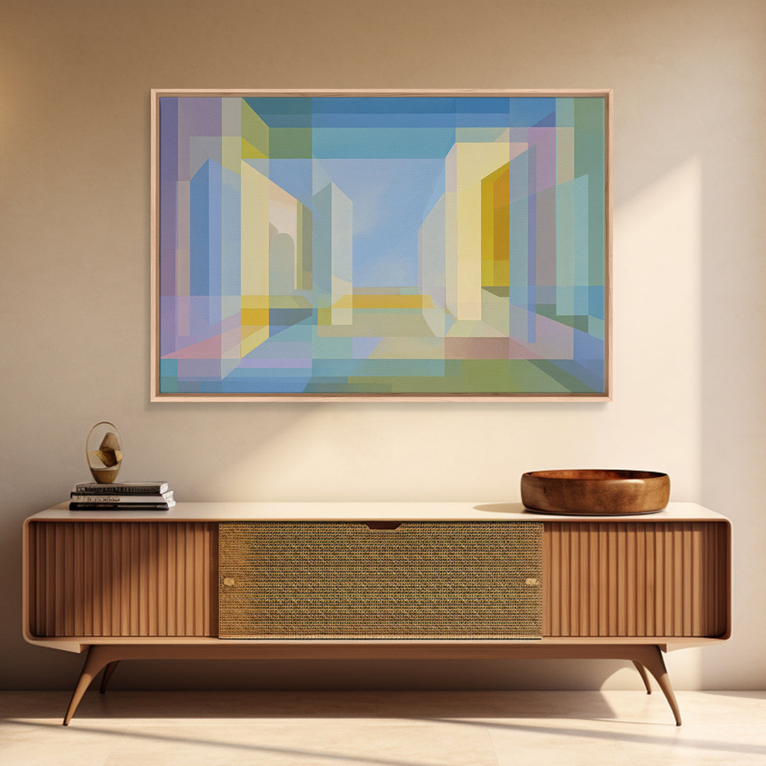 Pastel Geometric Atrium Wall Art, Scandinavian Modern, Minimalist Wall Art, Abstract Decor Art, Modern Home Decor, Office Decor