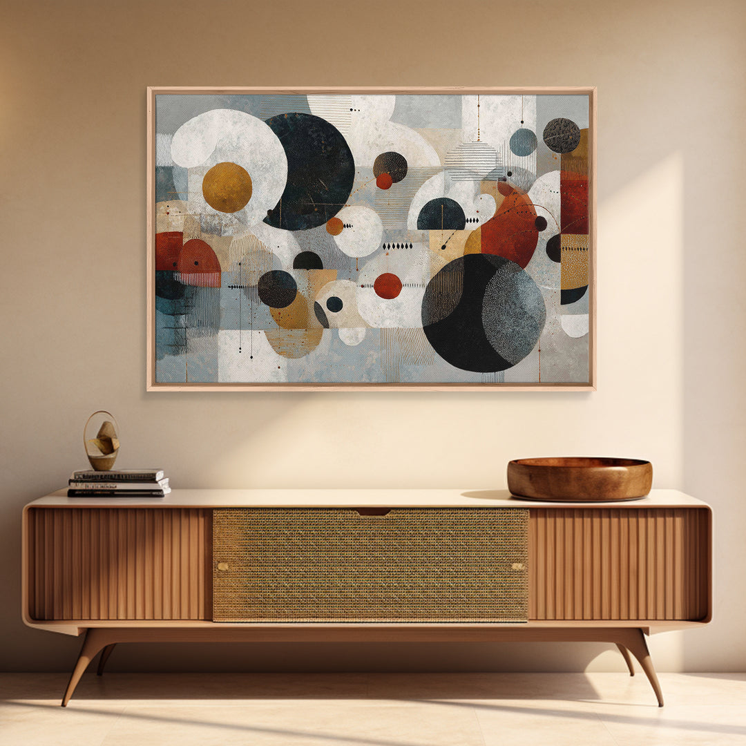 Atomic Circle Mobile Wall Art, Midcentury Modern Art, Geometric Art Print, Abstract Wall Art, Burnt Orange Art, Retro Decor