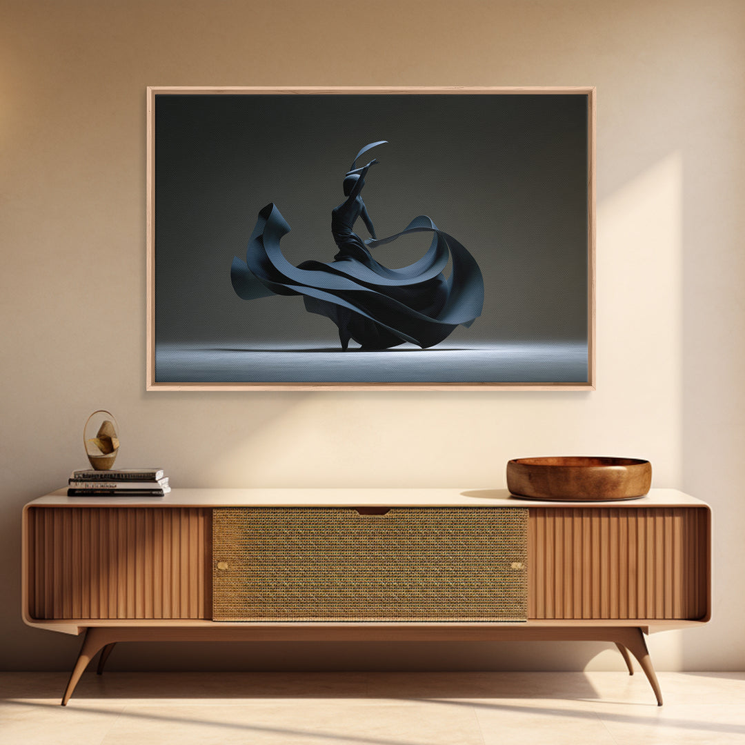 Black Flamenco Dancer Canvas Print, Modern Sculpture Inspired Wall Art, Masculine Abstract Decor, Statement Wall Decor Poster