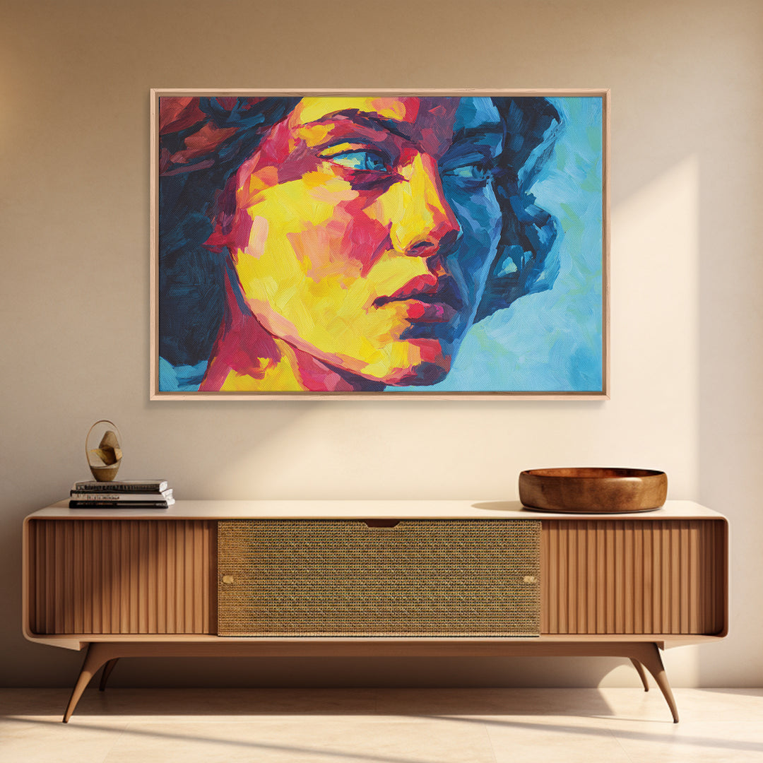 Colorful Expressionist Profile Portrait Canvas Print, Modern Abstract Art, Bold Figurative Wall Art For Bedroom Living Room
