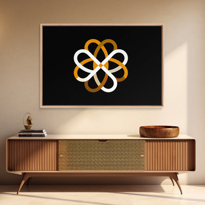 Orange White Atomic Loop Abstract, Modern Wall Art, Minimalist Geometric Poster, Retro MCM Home Decor Canvas Print Gift Idea