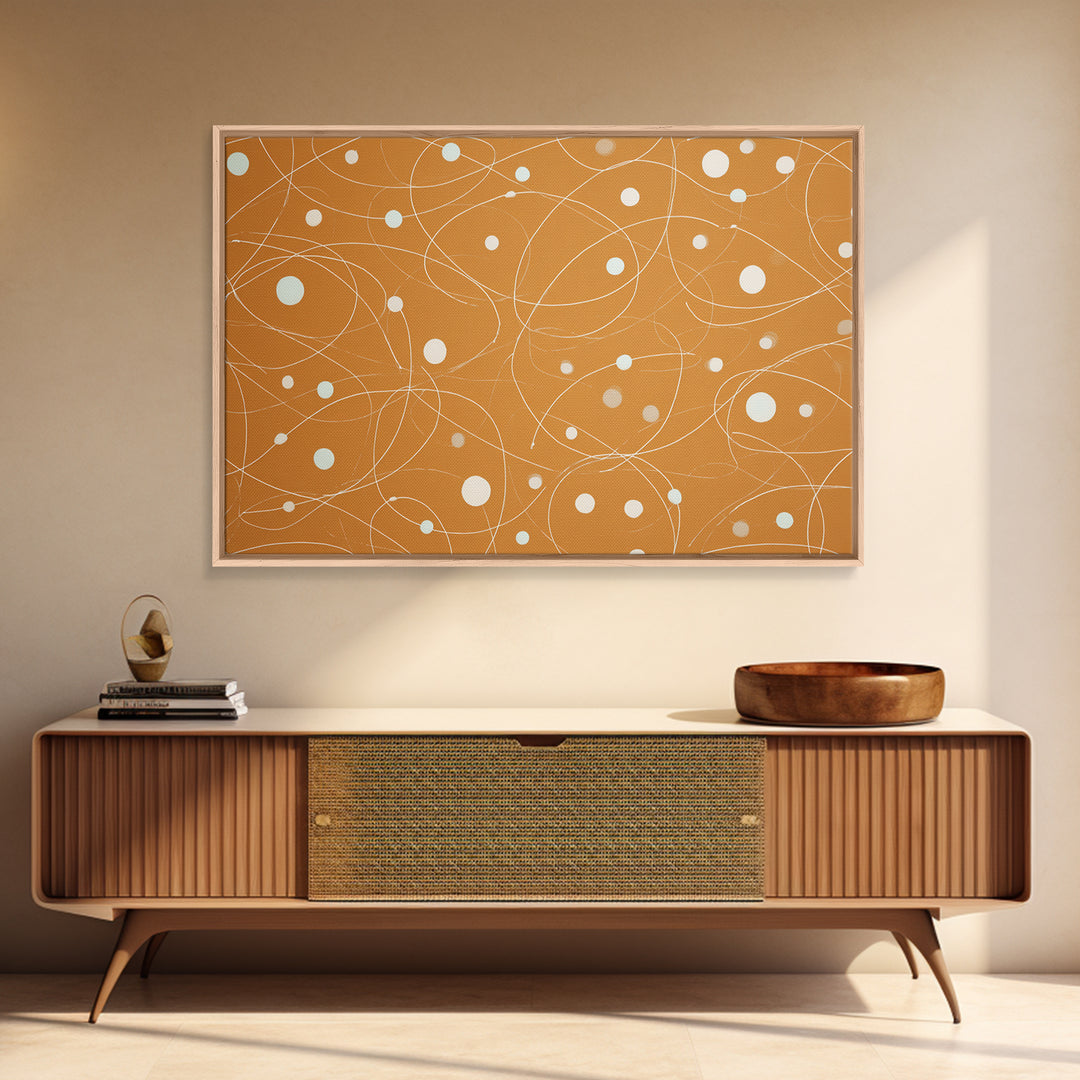 Burnt Orange Orbit Line Wall Art, Midcentury Modern Abstract Print, Minimal Atomic Pattern, Neutral Geometric Office Decor