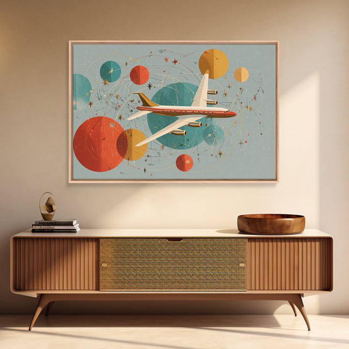 Retro Jet Age Airplane Orbit Abstract Wall Art, Midcentury Modern Art Print, Atomic Aviation Poster, MCM Living Room Decor