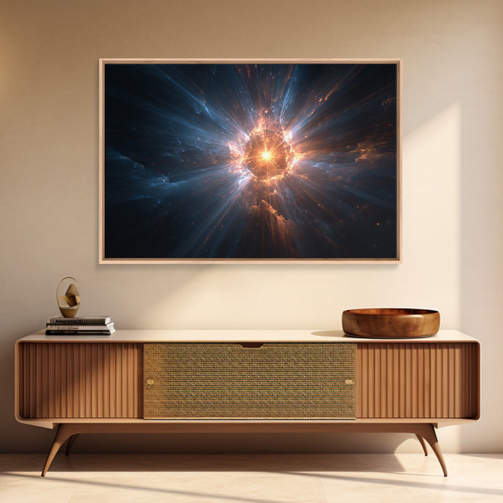 Cosmic Starburst Nebula Framed Canvas Print, Modern Wall Art, Space Abstract Art, Sci Fi Galaxy Decor For Living Room Decor