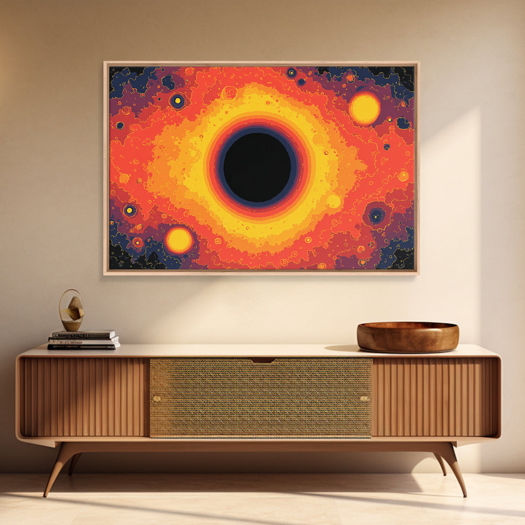 Fiery Black Hole Eclipse Wall Art, Modern Abstract Art Print, Orange Space Poster, Cosmic Galaxy Decor For Living Room Decor