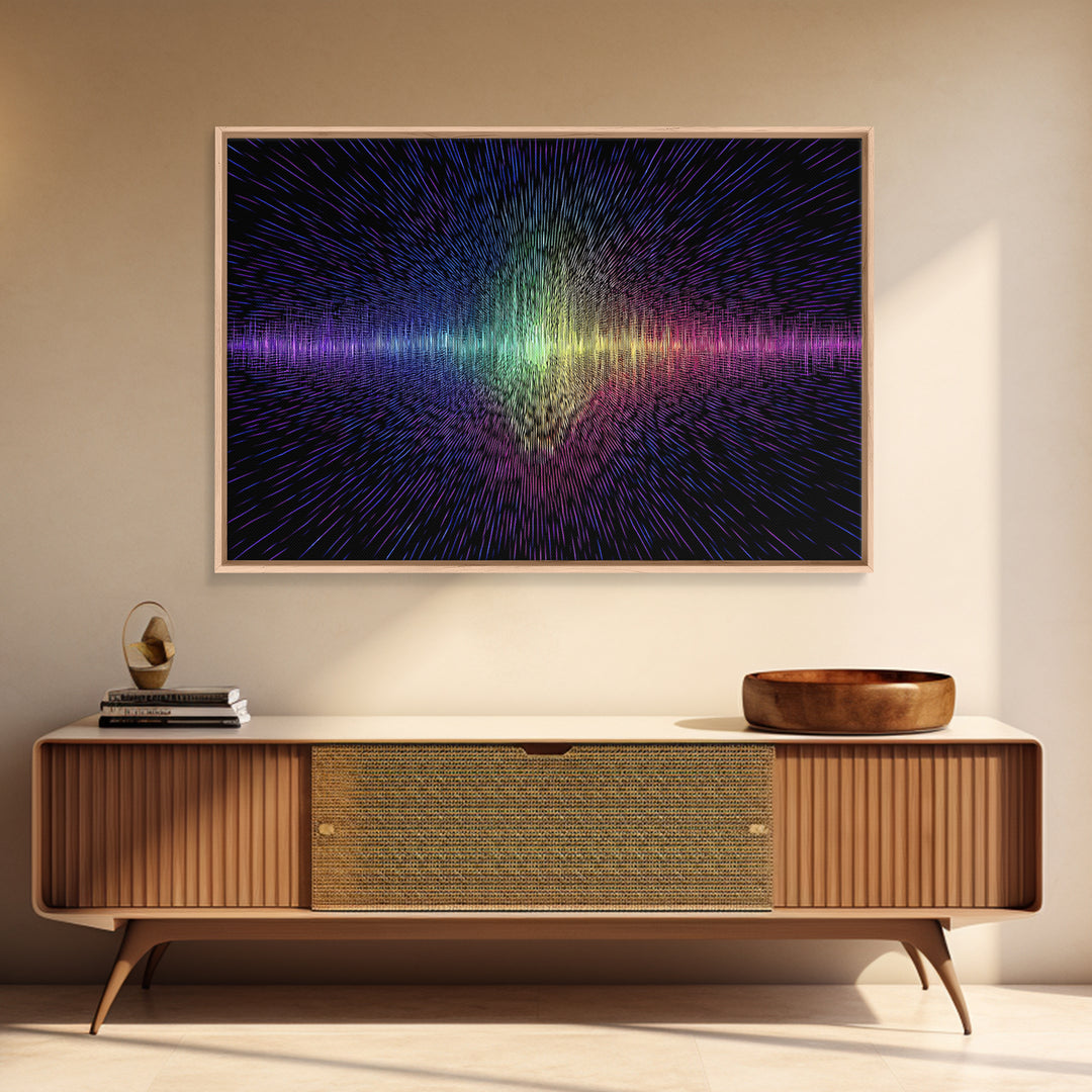 Rainbow Soundwave Abstract Wall Art, Colorful Digital Art Print, Modern Wall Decor, Music Lovers Art, Funky Wall Art, Trendy