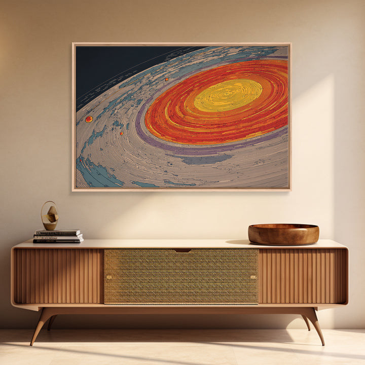 Orange Spiral Galaxy Canvas Print, Space Abstract Art, Modern Wall Art, Midcentury Modern Decor, Cosmic Retro Poster Gift