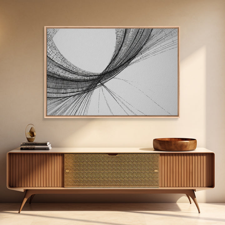 Black Fine Line Curve Wall Art, Minimalist Abstract Art Print, Monochrome Modern Wall Decor, Office Decor, Large Prints, Home Decor