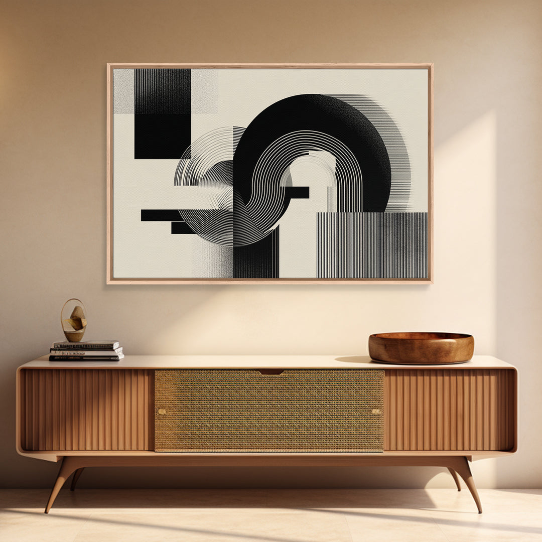 Black Cream Optical Arch Wall Art, Midcentury Modern Abstract Art Print, Bauhaus Geometric Wall Decor, Office Decor, Modern Home Decor