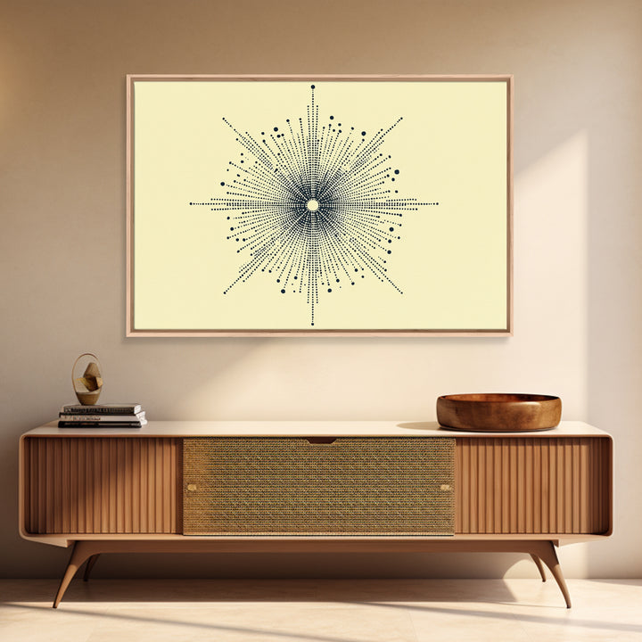 Navy Cream Dotted Starburst Wall Art, Midcentury Modern Art Print, Atomic Geometric Abstract Decor, Retro MCM Poster, Home Decor