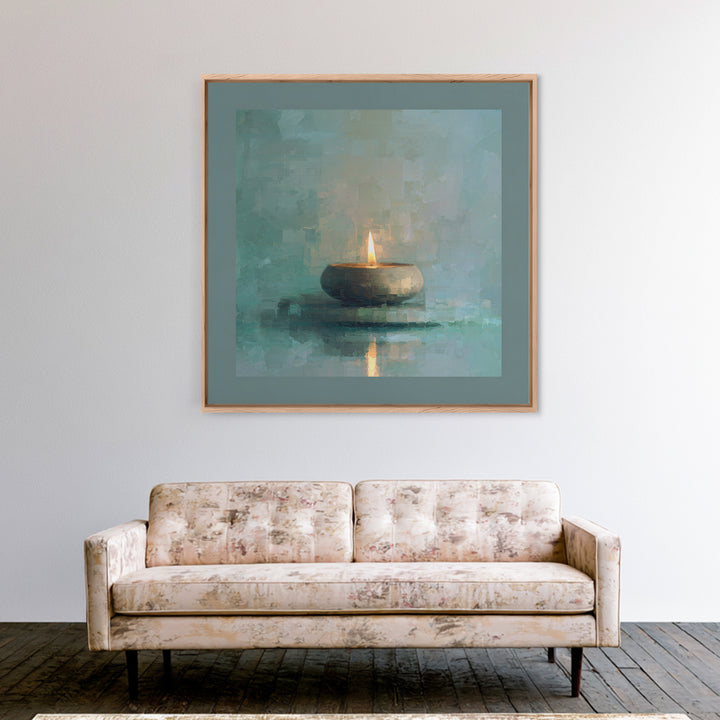 Minimal Candle Flame on Dark Background Canvas Print, Meditation Art, Modern Home Decor, Living Room Decor, Fine Art, Stillness, MED-1x1-14