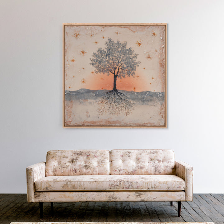 Tree of Life Framed Canvas Print, Meditation Art, Boho Wall Art, Living Room Decor, Fine Art, Stillness, Spiritual Wall Art, MED-1x1-44