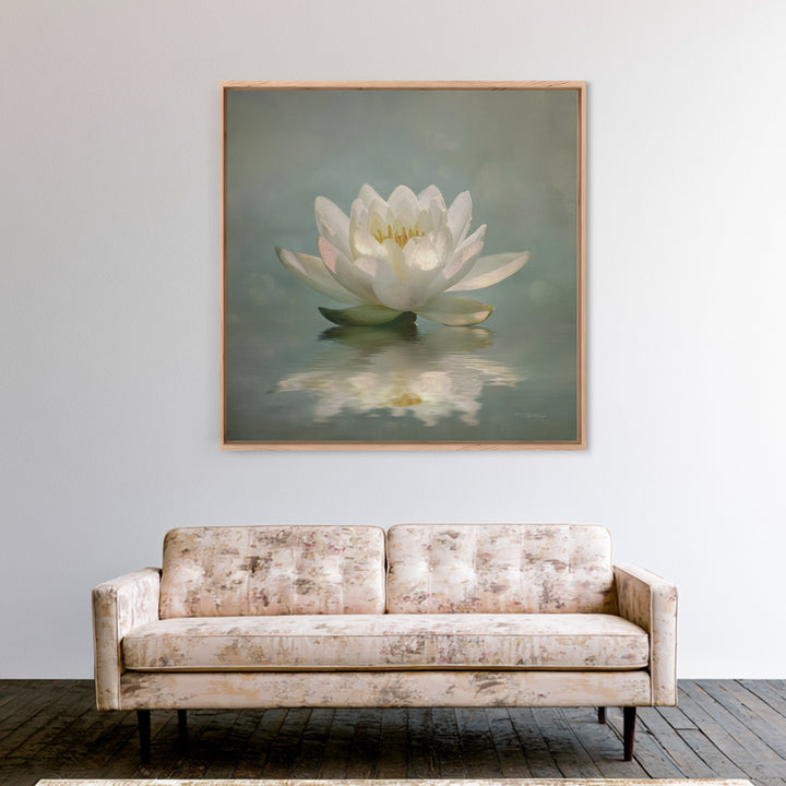 Lotus Flower Glowing Canvas Print, Meditation Art, Art Print, Living Room Decor, Watercolor Art, Stillness, Digital Print, MED-1x1-49