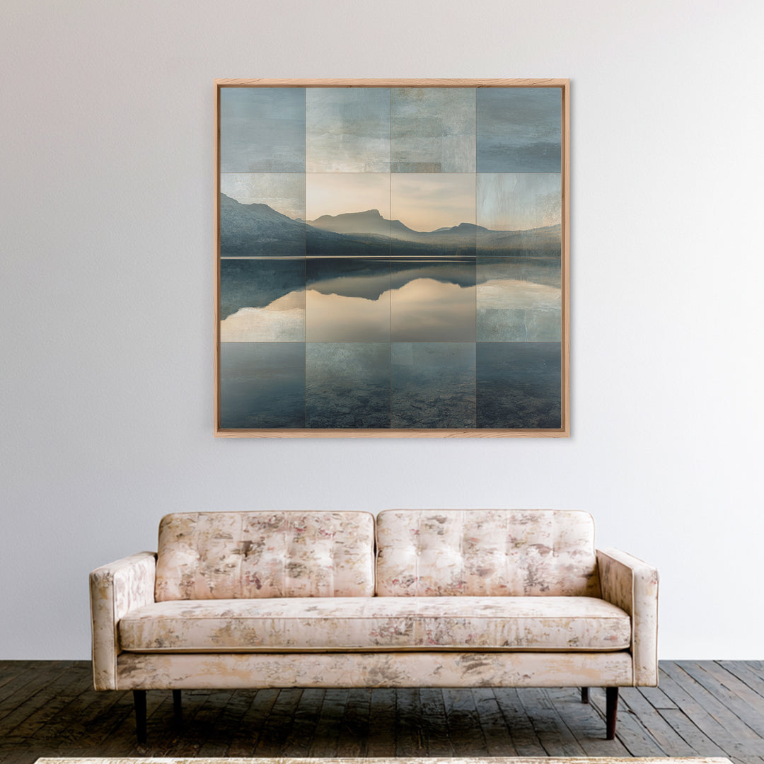 Mountain Lake at Sunrise Canvas Print, Meditation Art, Wall Decor, Living Room Decor, Fine Art, Stillness, Black Woman Art, MED-1x1-77