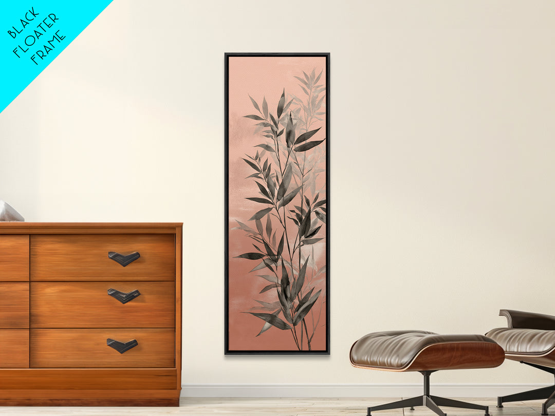 Bamboo Leaves in Gentle Ink Wash Canvas Print, Meditation Art, Floral Wall Art, Living Room Decor, Fine Art, Stillness, MED-1x3-23