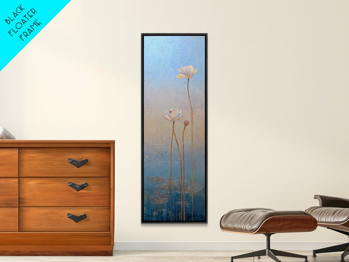Lotus Flower Glowing Canvas Print, Meditation Art, Abstract Wall Art, Living Room Decor, Watercolor Art, Stillness, MED-1x3-85