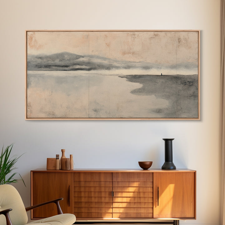 Ocean Horizon with Meditative Stillness Framed Canvas Print, Meditation Art, Luxury Decor, Living Room Decor, Stillness, MED-2x1-38