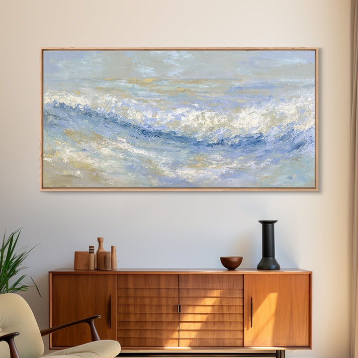 Abstract Breath Waves Framed Canvas Print, Meditation Art, Digital Wall Art, Living Room Decor, Stillness, Gallery Wall Art, MED-2x1-50