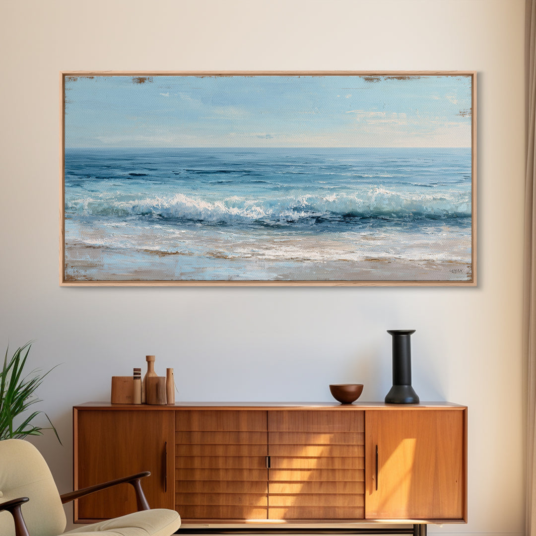 Ocean Horizon with Meditative Stillness Canvas Print, Meditation Art, Wall Art, Living Room Decor, Fine Art, Stillness, MED-2x1-62