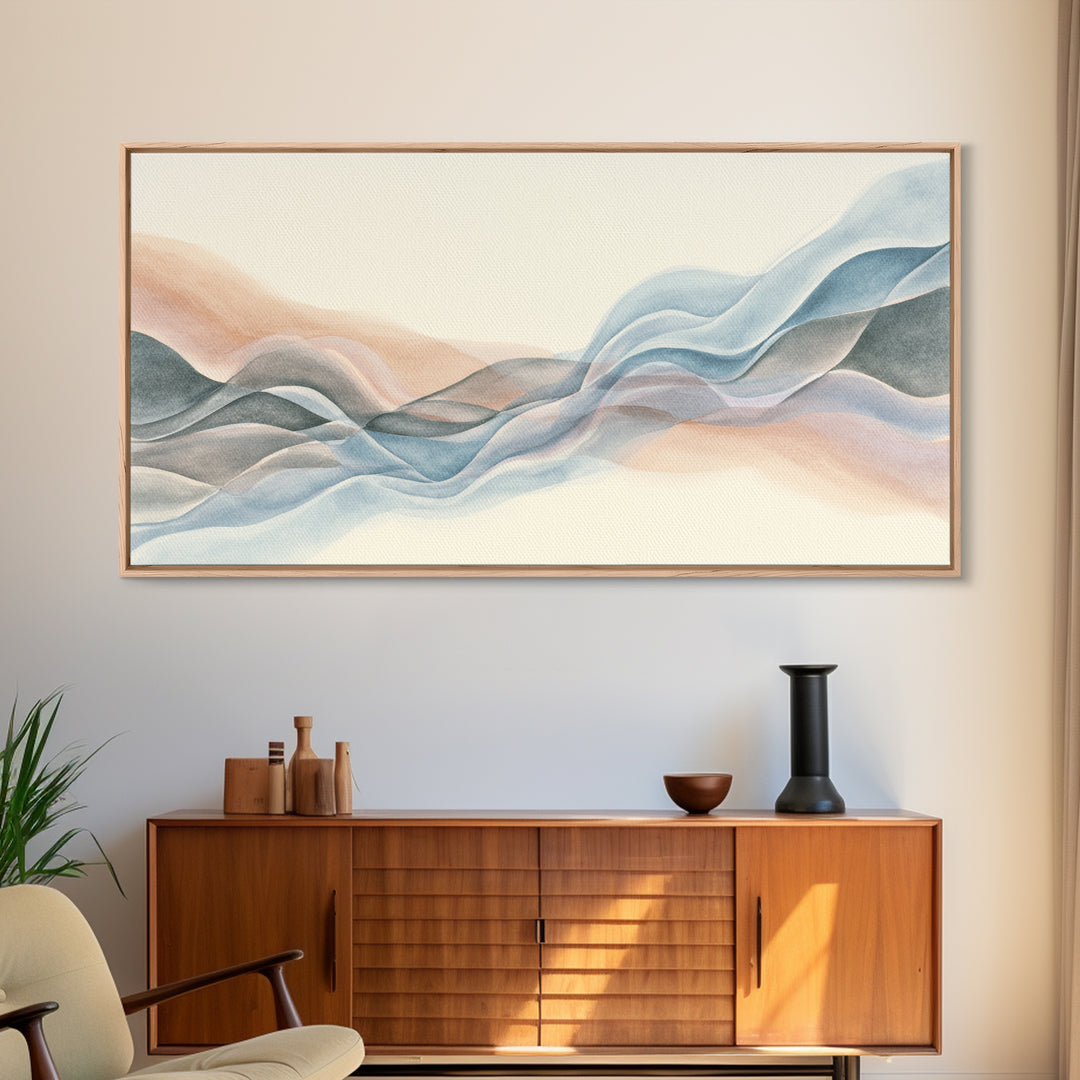 Abstract Breath Waves Canvas Print, Meditation Art, Printable Art, Living Room Decor, Abstract Art, Stillness, Minimalist Art, MED-2x1-98