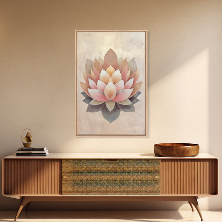 Sacred Geometry Lotus Canvas Print, Meditation Art, Abstract Art, Living Room Decor, Fine Art, Stillness, Neutral Wall Art, MED-2x3-23