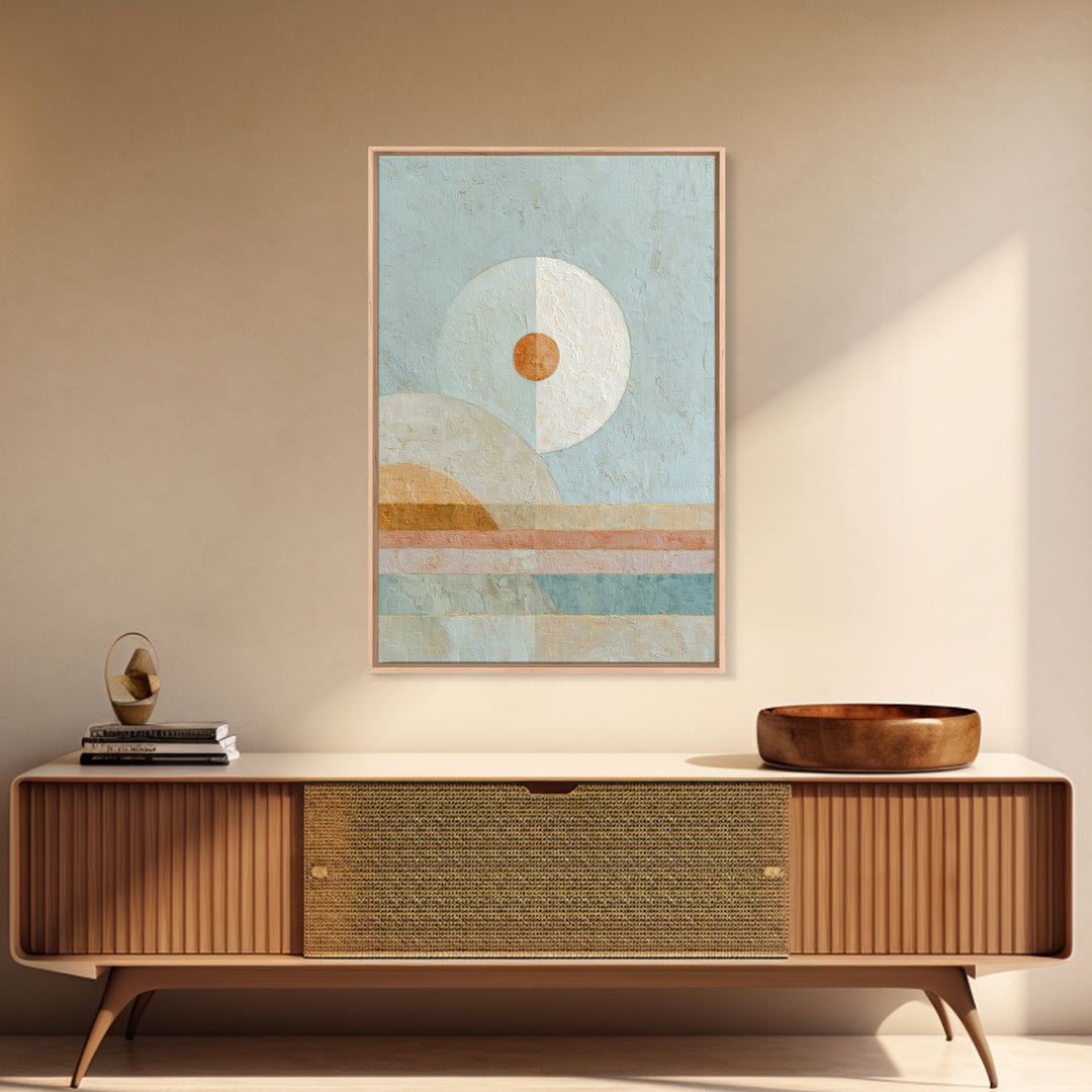 Moon Phases over a Quiet Desert Framed Canvas Print, Meditation Art, Modern Wall Art, Living Room Decor, Fine Art, Stillness, MED-2x3-41