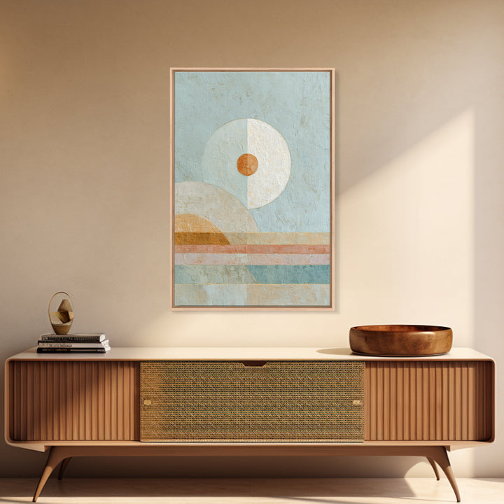 Moon Phases over a Quiet Desert Framed Canvas Print, Meditation Art, Modern Wall Art, Living Room Decor, Fine Art, Stillness, MED-2x3-41