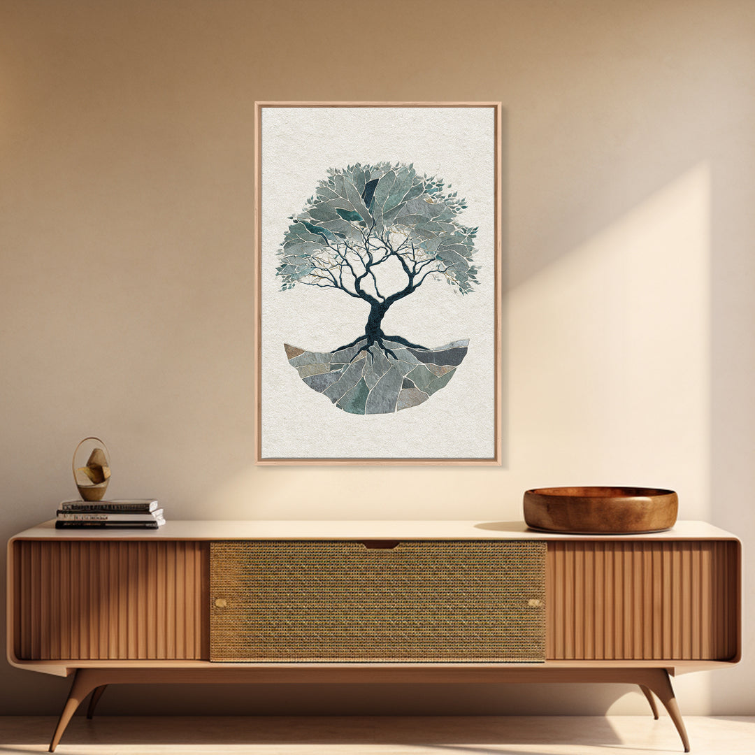 Tree of Life Framed Canvas Print, Meditation Art, Wall Decor, Living Room Decor, Fine Art, Stillness, Black Woman Art, MED-2x3-52