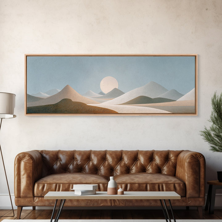 Moon Phases over a Quiet Desert Canvas Print, Meditation Art, Luxury Decor, Living Room Decor, Fine Art, Stillness, Canvas Art, MED-3x1-97