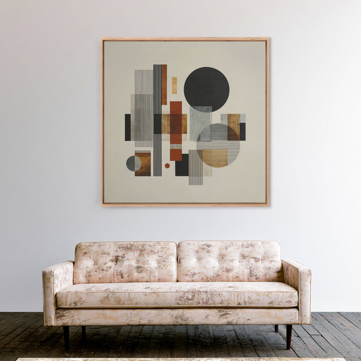 Single Black Circle on Warm Ivory Ground Framed Canvas Print, Minimalist Art, Modern Decor, Living Room Decor, Minimal, MIN-1x1-1