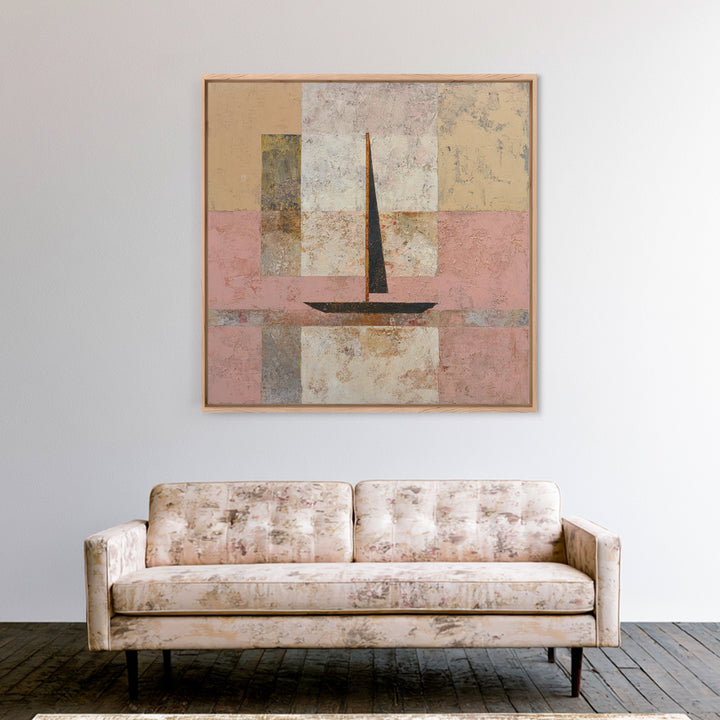 Tiny Sailboat under Open Sky Canvas Print, Minimalist Art, Japanese Wall Art, Living Room Decor, Minimal, Luxury Decor, MIN-1x1-14
