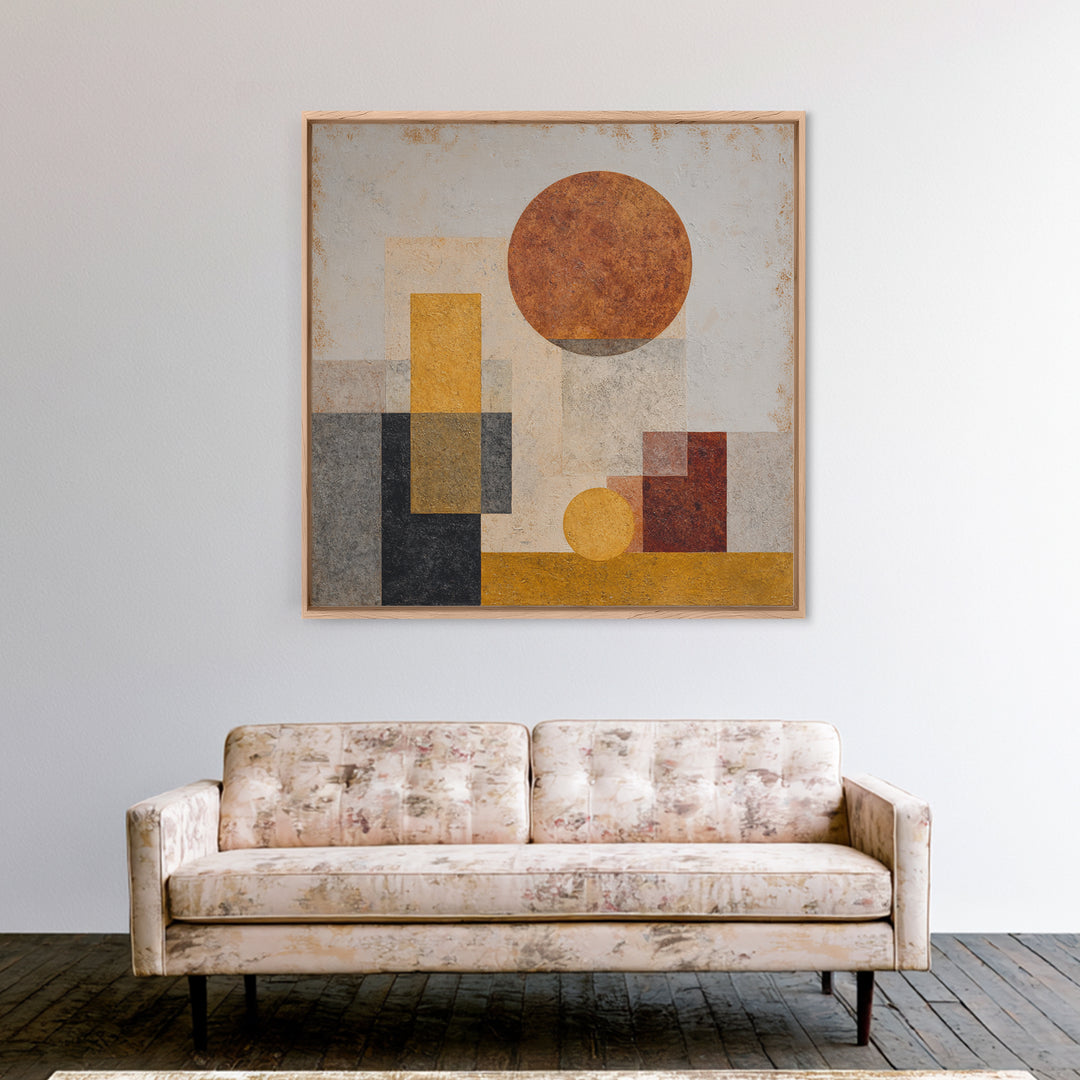 Simple Geometric Sun Canvas Print, Minimalist Art, Boho, Living Room Decor, Abstract Art, Minimal, Abstract Painting, MIN-1x1-15