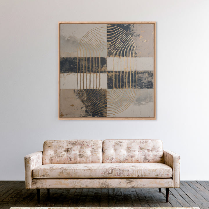 Single Gold Line Curve on Charcoal Canvas Print, Minimalist Art, Gallery Decor, Living Room Decor, Fine Art, Minimal, MIN-1x1-17