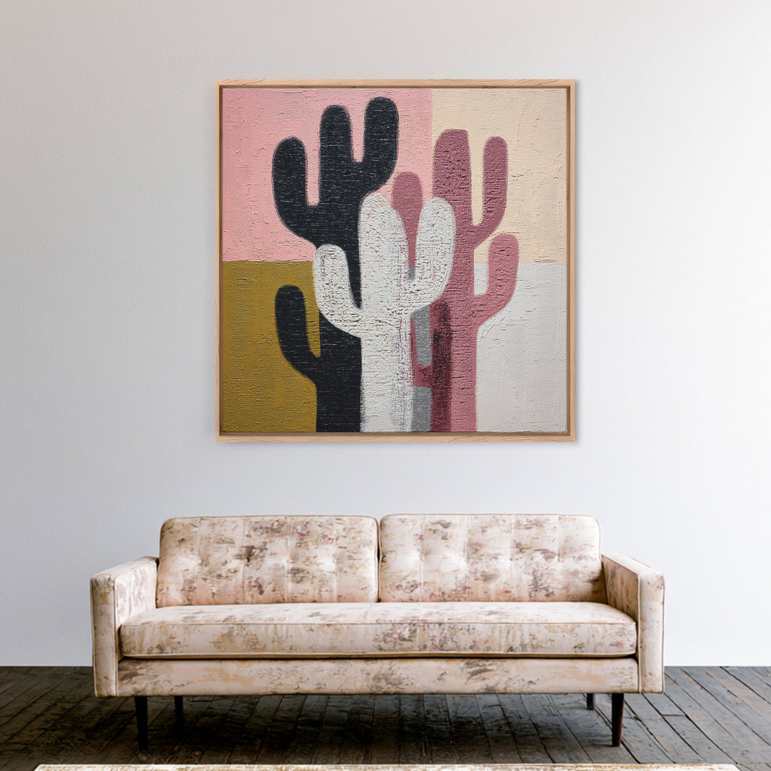 Black and White Cactus Silhouette Canvas Print, Minimalist Art, Minimalist, Living Room Decor, Fine Art, Minimal, Black Art, MIN-1x1-20