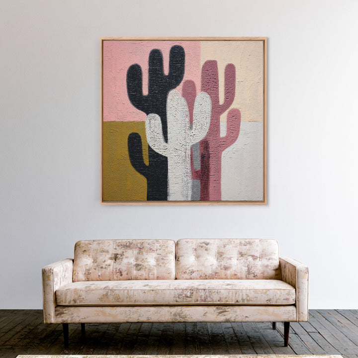 Black and White Cactus Silhouette Canvas Print, Minimalist Art, Minimalist, Living Room Decor, Fine Art, Minimal, Black Art, MIN-1x1-20