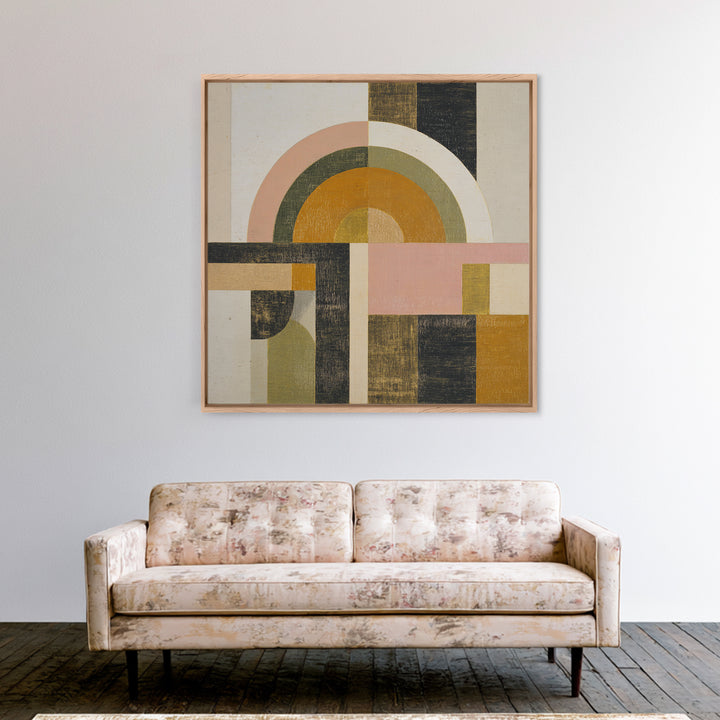 Simple Geometric Sun Framed Canvas Print, Minimalist Art, Living Room Decor, Abstract Art, Minimal, Modern Decor, MIN-1x1-39