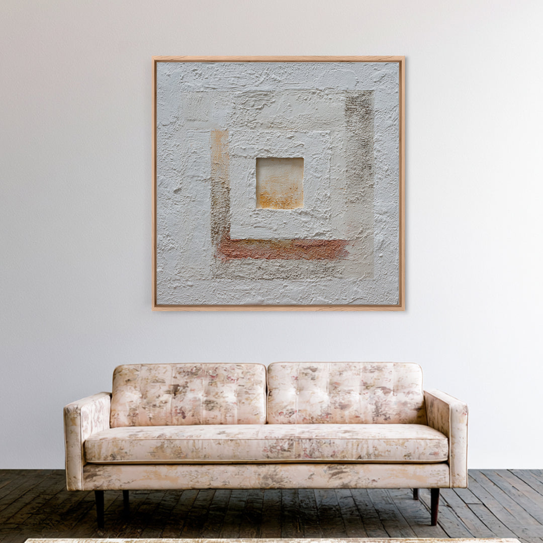 White on White Plaster Texture Study Framed Canvas Print, Minimalist Art, Room Decor, Living Room Decor, Fine Art, Minimal, MIN-1x1-40