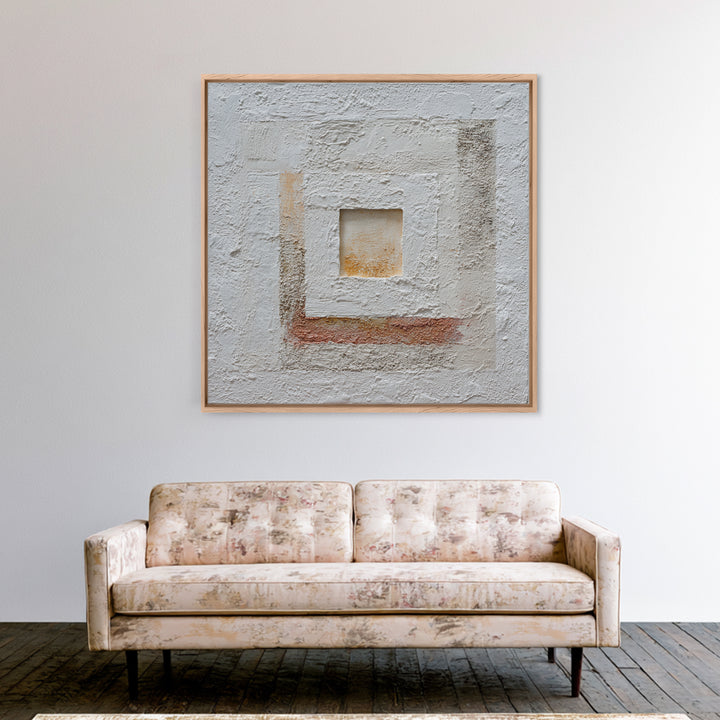 White on White Plaster Texture Study Framed Canvas Print, Minimalist Art, Room Decor, Living Room Decor, Fine Art, Minimal, MIN-1x1-40