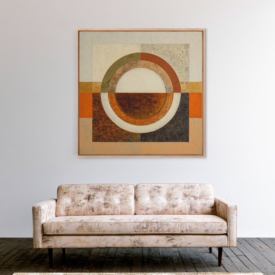 Single Brushstroke Circle Framed Canvas Print, Minimalist Art, Abstract Painting, Living Room Decor, Fine Art, Minimal, MIN-1x1-46